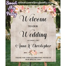 Boho Wedding Welcome sign,floral Wedding Welcome Sign, (031w)
